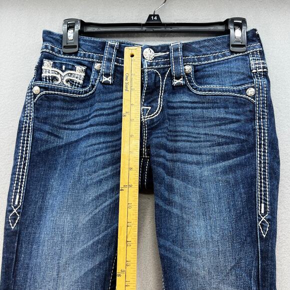 Rock Revival Jeans Women's 25 (2) Dark Blue Louise Skinny Preppy Normcore Blingy - Picture 13 of 15
